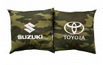 Подушка декоративная камуфляж с ручной вышивкой &quot;логотип авто&quot;