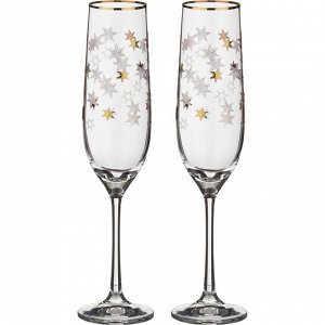 Набор бокалов для шампанского из 2 шт. "рождественские звезды" 190 мл..высота=24 см.