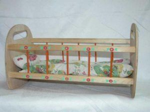 Р01 СУС2--Кроватка кукольная деревянная,пакет42*23,5*23,5