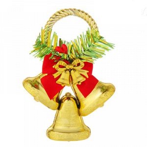 Украшение новогоднее "Колокольчики"золото с красным 9*15 см