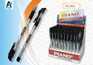 Ручка шариковая черная с резиновым держателем "PIANO", чернила на масляной основе.