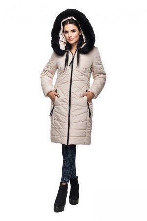 Зимний пуховик-пальто жемчужный