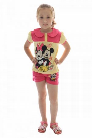 Комплект для девочки (футболка и шорты) &quot; МЕДВЕЖОНОК М-044 &quot; желтый р: 9 лет (рост 134 см)