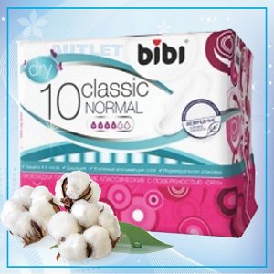 Классические прокладки для критических дней "BiBi" Normal Dry, 10 шт./уп.