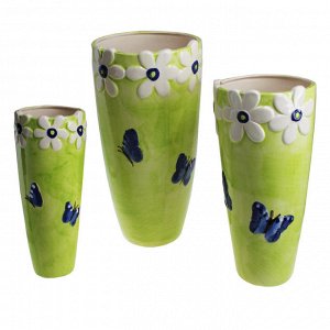 Набор ваз настольных керамика 1*3 32 см 27 см 23 см "Бабочки" (80345) 7А51-4