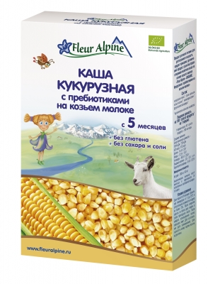 Флер Альпин - каша на козьем молоке Органик кукурузная с пребиотиками,  5 мес, 200гр.
