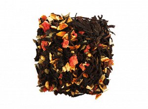 чай Смесь классических сортов чёрного чая, цедра апельсина, кусочки клубники и клубничного листа. Ароматические масла.