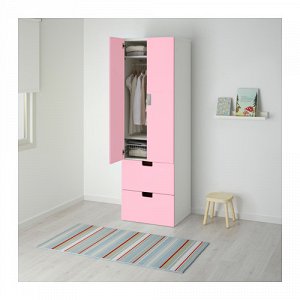 СТУВА Комб для хран с дверц/ящ, белый, розовый