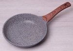 Сковорода 24см с антипригарным покрытием &quot;гранит&quot; из алюминия с ручкой &quot;под дерево&quot; (черная, серая)