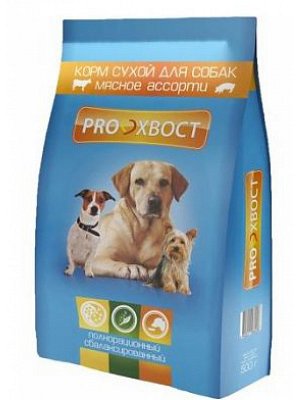 PROХВОСТ Корм сухой для собак, мясное ассорти, 500 гр 1/12