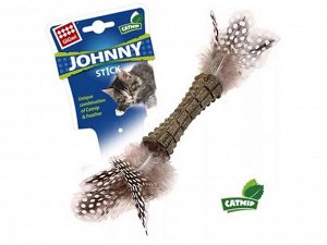 GiGwi Игрушка для кошек Johnny Stick прессованная мята перья с двух сторон
