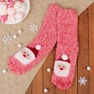 Носки детские махровые "Дед Мороз", размер 19-23, цвет красный/белый   2362923