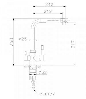 LM5060S "Эксперт" Смеситель для кухни с подключением к фильтру  питьевой воды, сталь