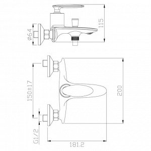 RS30-31 Смеситель одноручный (35мм)  для ванны с коротким изливом, хром