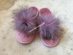 Тапочки женские из овчины с меховым помпоном
