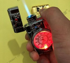 Стильная зажигалка + часы с подсветкой