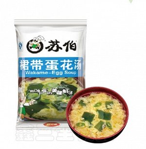 Суп с водорослями вакамэ, яйцом