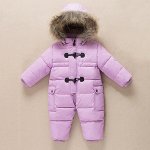 Комбинезон с капюшоном (мех отстегивается) цвет: СВЕТЛО-ФИОЛЕТОВЫЙ