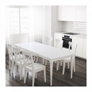 Стол ИНГАТОРП
Раздвижной стол, белый
Длина: 155 см
Макс длина: 215 см
Ширина: 87 см
Высота: 74 см