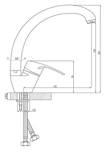 Смеситель Смеситель (40 мм) одноручный д/кухни с высоким поворот.изливом 248 мм, серый F40-23LM310