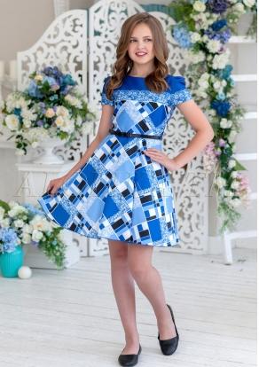Легкое и яркое платье из атласной ткани с застежкой на молнию, цвет синий