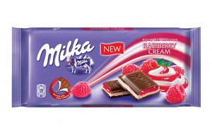 Шоколад Плитка любимого альпийского молочного шоколада Милка, наполненная вкуснейшим малиновым желе — это Milka Raspberry Cream.