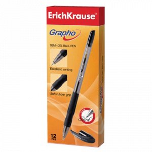 Ручка шариковая масляная ERICH KRAUSE "Grapho", резин. грип,