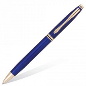 Ручка подарочная шариковая BRAUBERG "De Luxe Blue", корпус синий, узел 1 мм, линия письма 0,7 мм, синяя, 141412