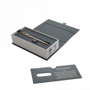 Ручка шариковая PARKER Sonnet Steel Slim GT, тонкий корпус с