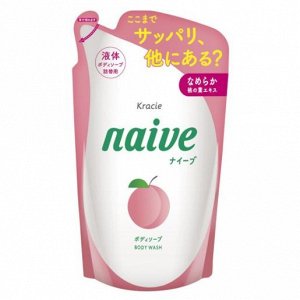 "Naive" Мыло жидкое для тела с экстрактом листье персикого дерева (сменная упаковка), 380 мл