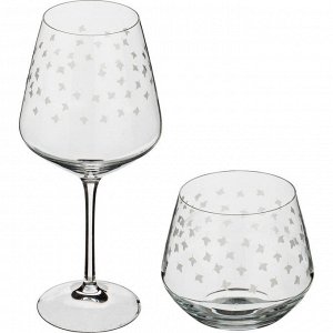 Набор из 2 пр. "осень":бокал для вина+стакан для виски 700/500 мл.высота=25/9 см.