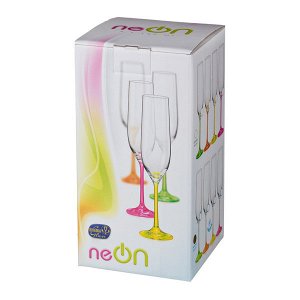Набор бокалов для шампанского из 4 шт. "neon frozen" 190 мл. высота=24 см. (кор=1набор.)