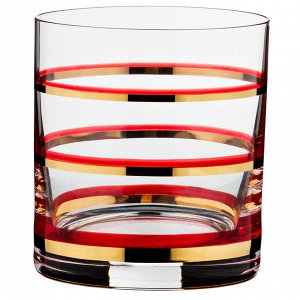 Набор стаканов для виски "wellness" (gold & red) 280 мл.высота=10 см.