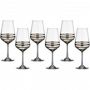 Набор бокалов для вина "wellness"  (gold & black) 450 мл.высота=24 см.