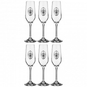 Набор бокалов для шампанского из 6 шт."россия" 200 мл.высота=23 см.