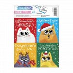 Набор наклеек с раскраской на обороте &quot;Зимний котик&quot;, 11х15,2 см   2520041