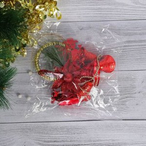 Украшение новогоднее "Колокольчики красные с цветком" 11*30 см