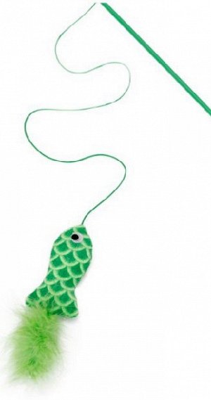 Игрушка для кошек "Зелёная рыбка ", размер 46 см / 6 см х 20см, цвет зеленый