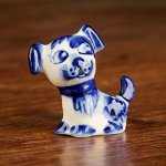 Сувенир cобака &quot;Боря&quot;, фарфор, гжель кобальт, 4,5х5 см   2702300