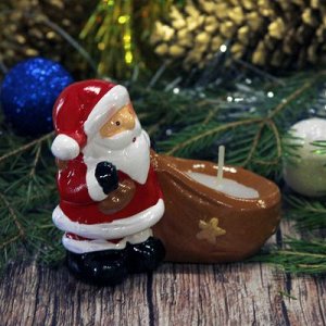 Сувенир керамика со свечой "Дед Мороз с мешком" 6,5х8,5х4,5 см   1873041