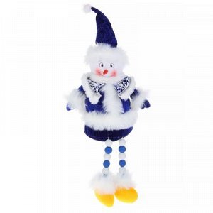Мягкая игрушка "Снеговик в синем наряде" (ножки-бусинки)