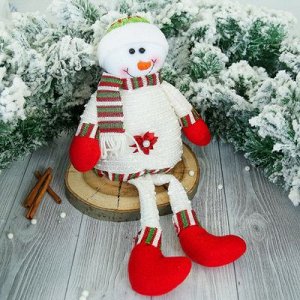 Мягкая игрушка "Снеговик" с цветочком, белый 14*50 см