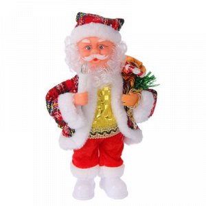Дед Мороз, в цветастой шубке, со свечой, английская мелодия