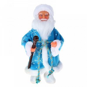 Дед Мороз, в голубой шубе, в валенках, с посохом, русская мелодия