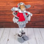 Кукла интерьерная &quot;Лосик в красной шубке и колпаке&quot; 34 см