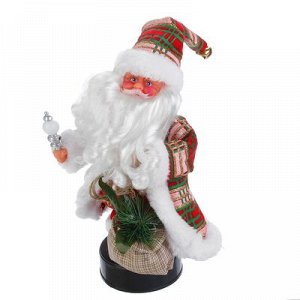Дед Мороз, с мешком подарков, в клетчатой жилетке, с подсветкой, русская мелодия