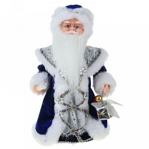 Дед Мороз "Шик", в бело-синей шубе, со свечой, русская мелодия