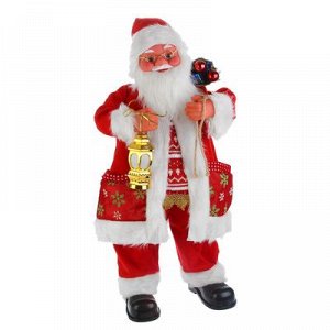 Дед Мороз, в очках, с фонариком, английская мелодия