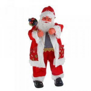 Дед Мороз, с подарками, шубка со снежинками, с подсветкой, английская мелодия