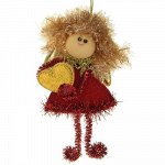 мягкая подвеска девочка блесточка сердечко красная 13*8 см 1381199